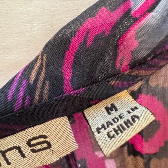 Y2k Fairycore Women's M Bohemian Print Sheer Ruffle Tie Long Sleeve Blouse Top‎ - Picture 5 of 9